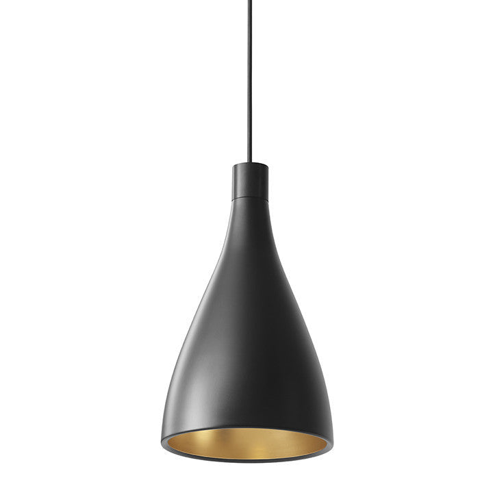 Pablo Designs - SWEL SNG NRW BLK/BRA - LED Pendant - Swell - Black Exterior/ Brass Interior