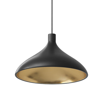 Pablo Designs - SWEL SNG WID BLK/BRA - LED Pendant - Swell - Black Exterior/ Brass Interior