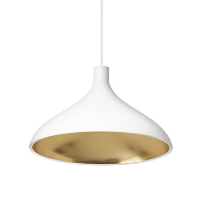 Pablo Designs - SWEL SNG WID WHT/BRA - LED Pendant - Swell - White Exterior/ Brass Interior