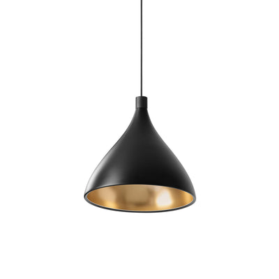 Pablo Designs - SWEL SNG XL MED BLK/BRA - LED Pendant - Swell - Black Exterior/ Brass Interior