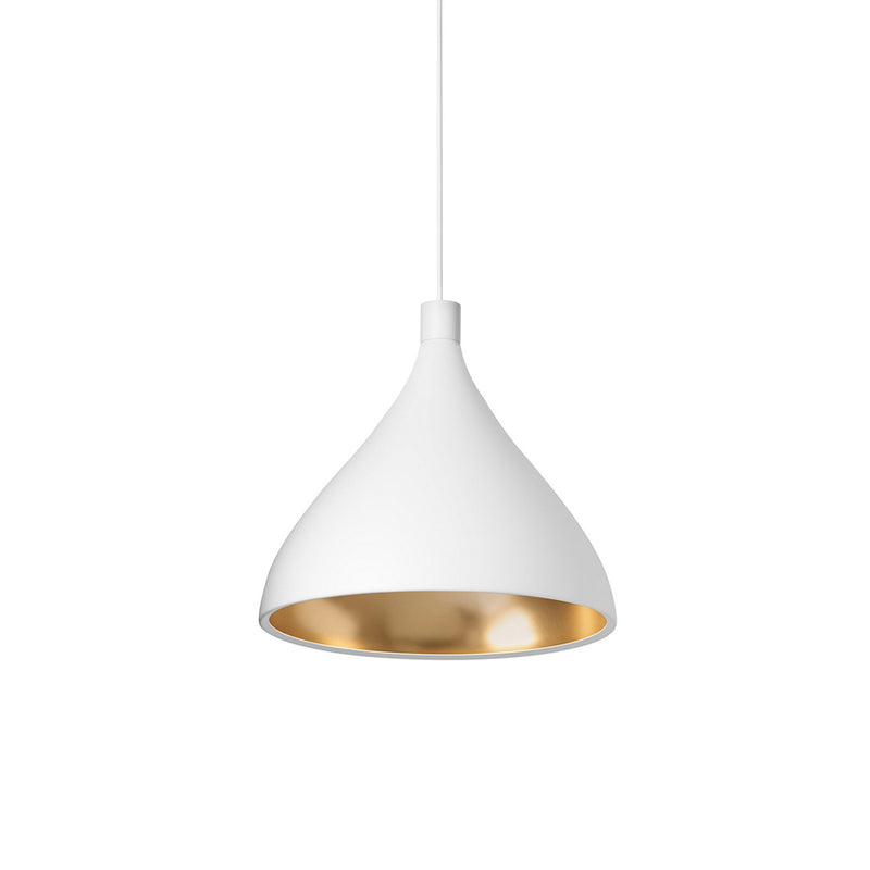 Pablo Designs - SWEL SNG XL MED WHT/BRA - LED Pendant - White Exterior/ Brass Interior