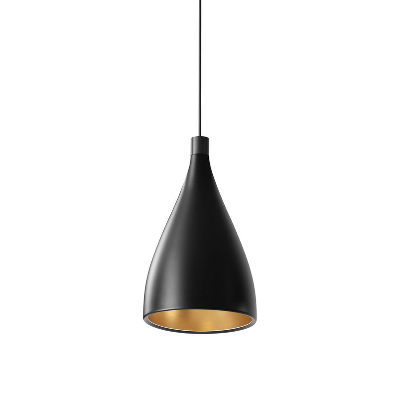 Pablo Designs - SWEL SNG XL NRW BLK/BRA - LED Pendant - Black Exterior/ Brass Interior