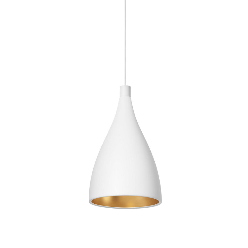 Pablo Designs - SWEL SNG XL NRW WHT/BRA - LED Pendant - White Exterior/ Brass Interior