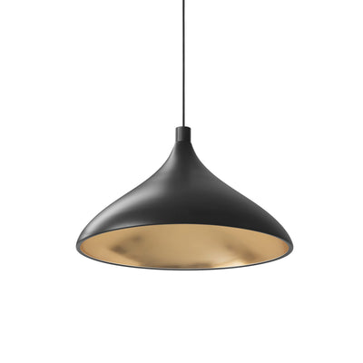 Pablo Designs - SWEL SNG XL WID BLK/BRA - LED Pendant - Black Exterior/ Brass Interior