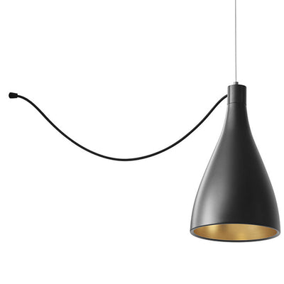 Pablo Designs - SWEL STR SNG NRW BLK/BRA - LED Pendant - Swell - Black Exterior/ Brass Interior