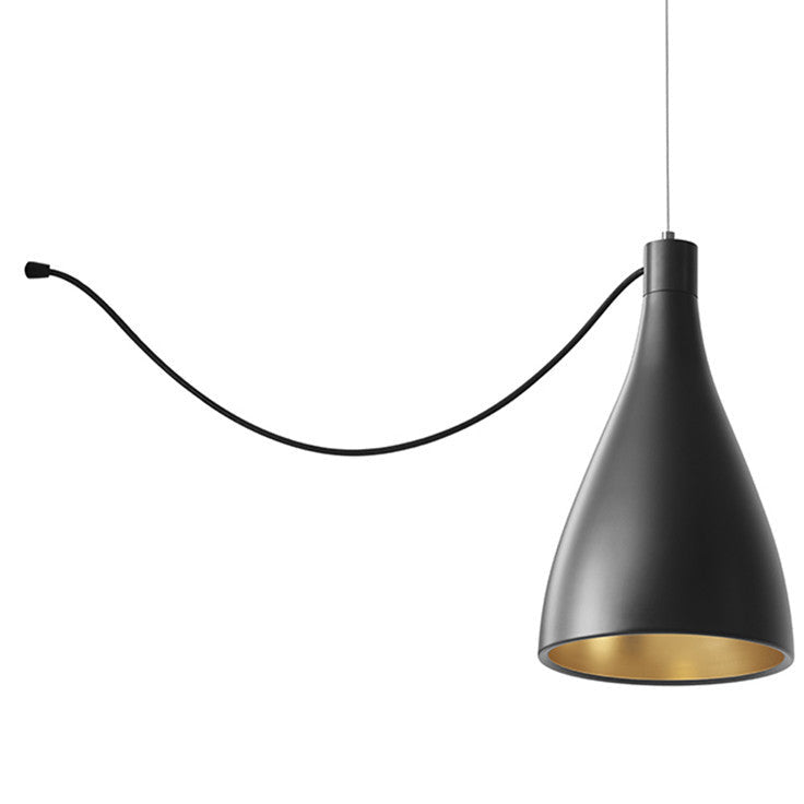 Pablo Designs - SWEL STR SNG NRW BLK/BRA - LED Pendant - Swell - Black/ Brass