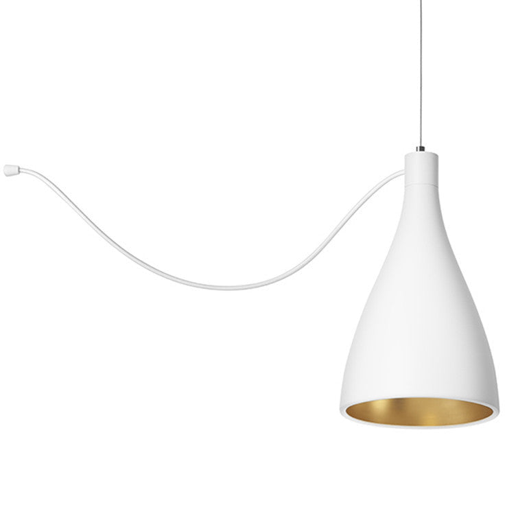 Pablo Designs - SWEL STR SNG NRW WHT/BRA - LED Pendant - Swell - White Exterior/ Brass Interior