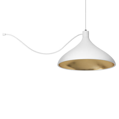 Pablo Designs - SWEL STR SNG WID WHT/BRA - LED Pendant - Swell - White Exterior/ Brass Interior