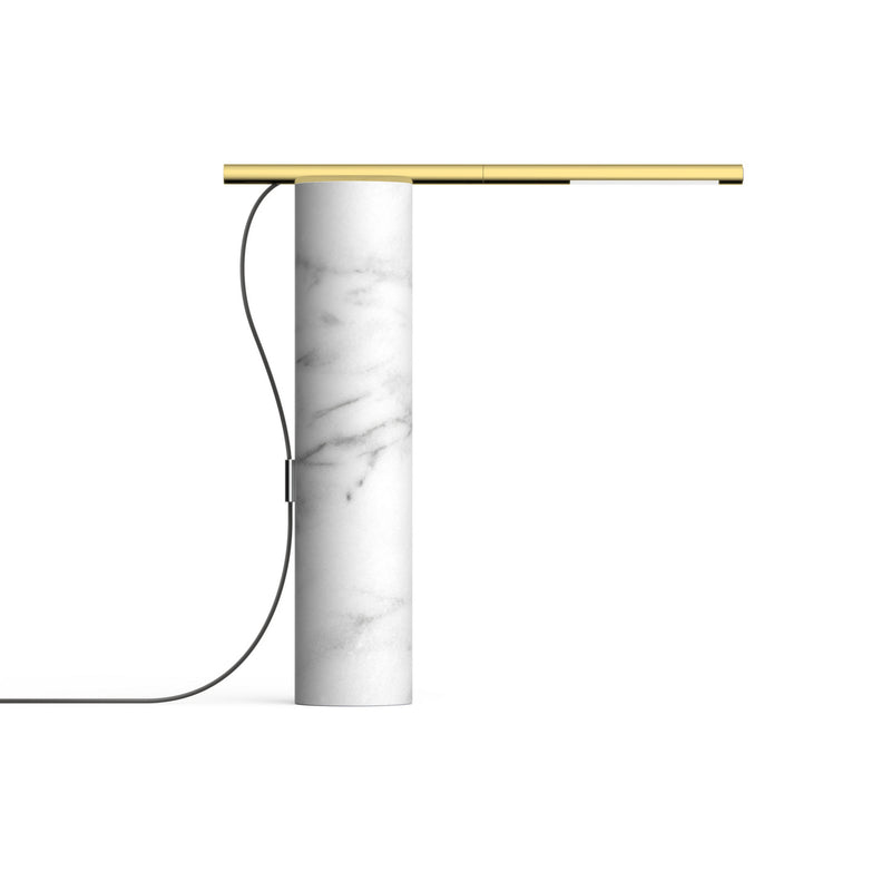 Pablo Designs - TO TBL WHT/BRA - LED Table Lamp - T.O - White Marble/Brass
