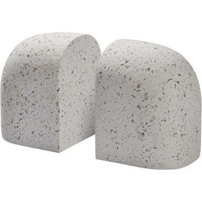 Renwil - STA767 - Set Of 2 Bookends - Bruno - White With Colored Speckles