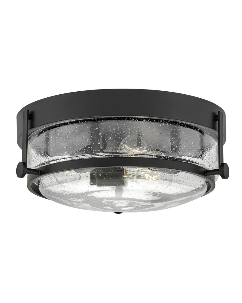 Hinkley - 3640BK-CS - LED Flush Mount - Harper - Black with Clear Seedy glass