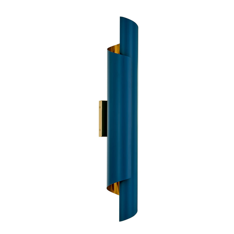 Kalco - 514721PBN - Two Light Wall Sconce - Piaga - Matte blue and polished brass