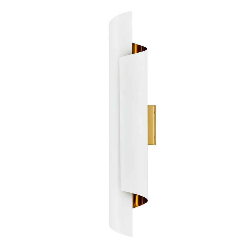 Kalco - 514721PBW - Two Light Wall Sconce - Piaga - Matte White and pollished brass