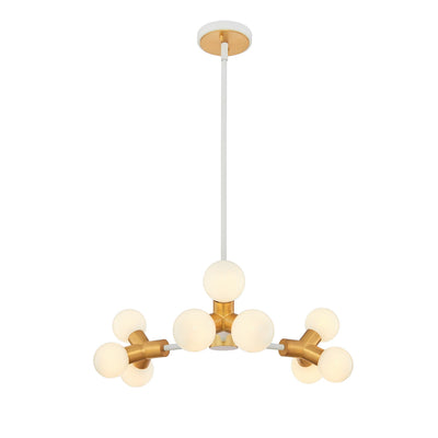 Kalco - 517471WNB - Nine Light Chandelier - Tres - White and New Brass