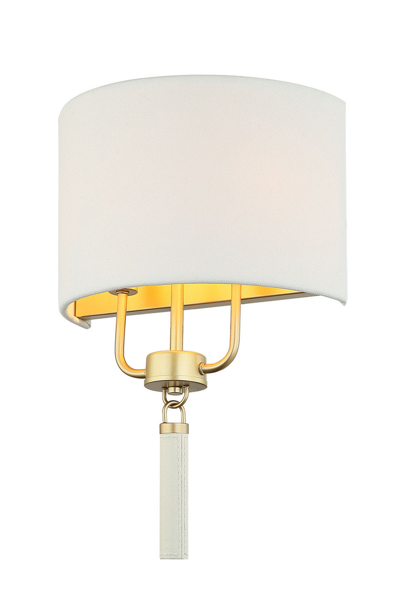 Varaluz - 368W02GOW - Two Light Wall Sconce - Secret Agent - Painted Gold/White Leather