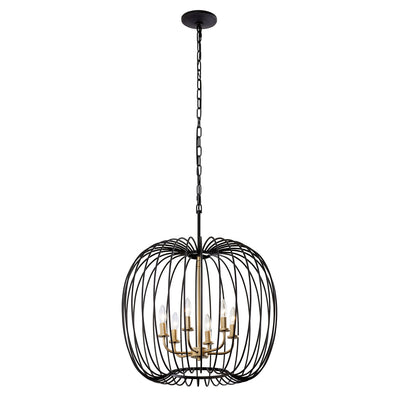 Varaluz - 375P06CBHG - Six Light Pendant - Nico - Carbon/Havana Gold