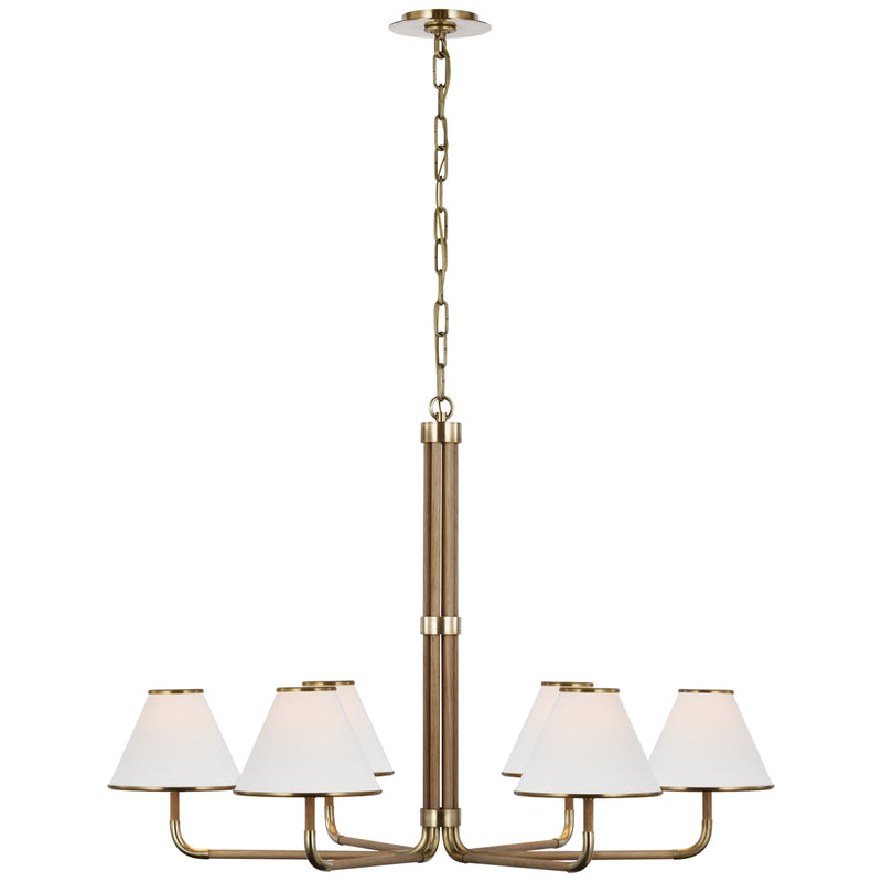Visual Comfort Signature - MF 5056SB/NO-L - LED Chandelier - Rigby - Soft Brass and Natural Oak