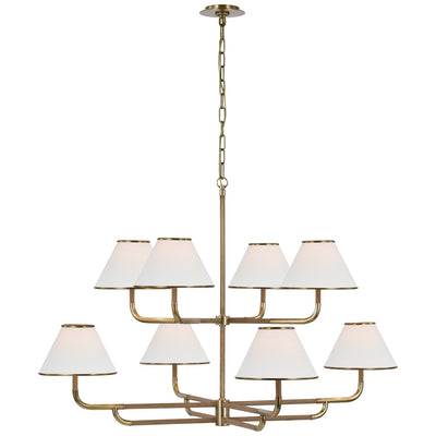 Visual Comfort Signature - MF 5057SB/NO-L - LED Chandelier - Rigby - Soft Brass and Natural Oak