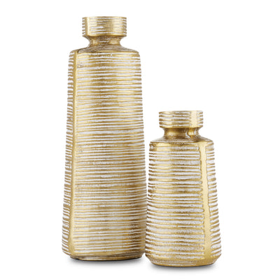 Currey and Company - 1200-0639 - Vase Set of 2 - Kenna - White/Brass