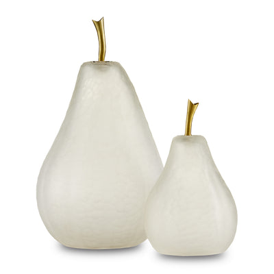 Currey and Company - 1200-0641 - Pear Set of 2 - Pear - Matte Frost/Brass