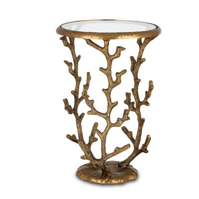Currey and Company - 4000-0141 - Accent Table - Coral - Antique Brass/Clear