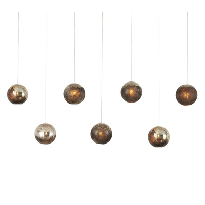 Currey and Company - 9000-1069 - Seven Light Pendant - Pathos - Antique Silver/Antique Gold/Matte Charcoal/Silver