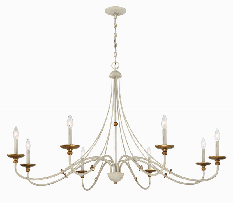 Minka-Lavery - 1037-701 - Eight Light Chandelier - Westchester County - Farmhouse White With Gilded Gold Leaf