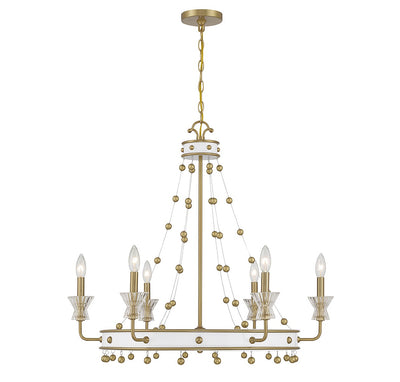 Savoy House - 1-3804-6-142 - Six Light Chandelier - Iris - White with Warm Brass