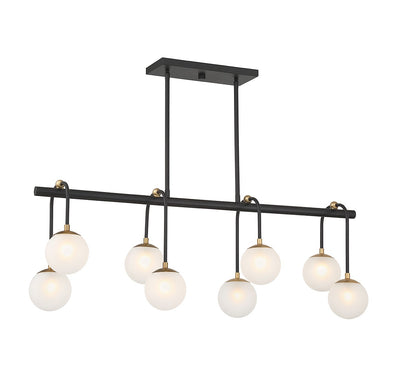 Savoy House - 1-6699-8-143 - Eight Light Linear Chandelier - Couplet - Matte Black with Warm Brass