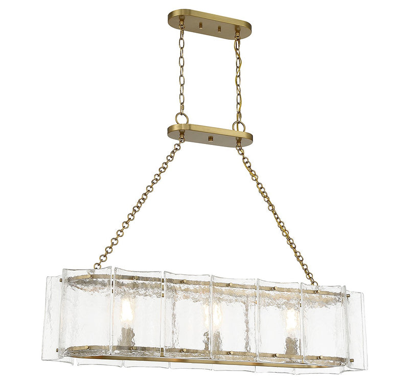 Savoy House - 1-8203-3-322 - Three Light Linear Chandelier - Genry - Warm Brass