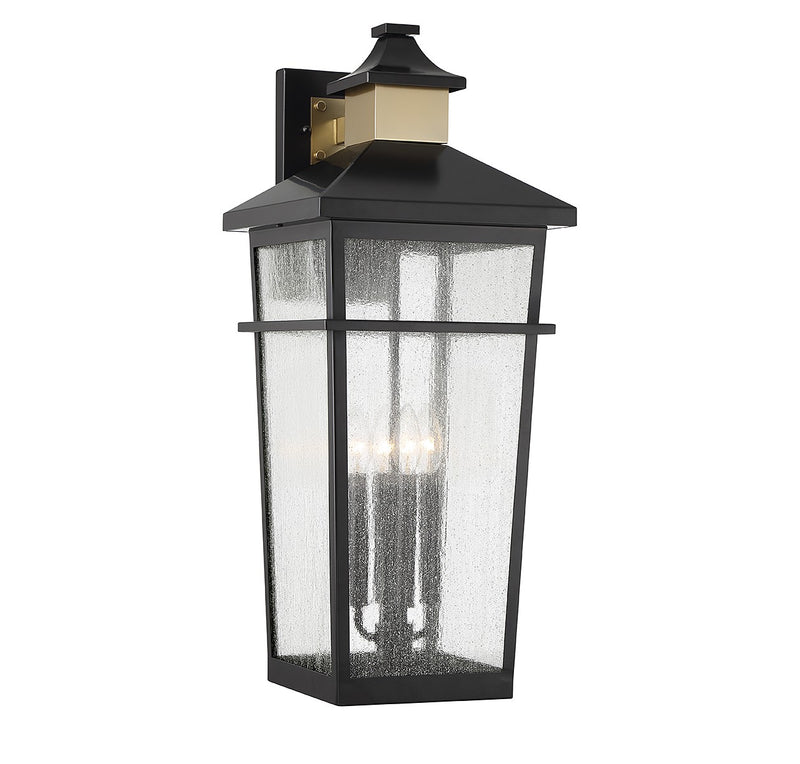 Savoy House - 5-716-143 - Four Light Outdoor Wall Lantern - Kingsley - Matte Black with Warm Brass