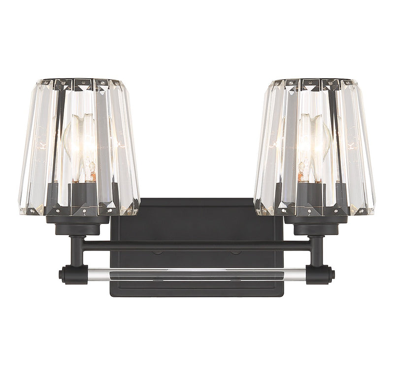 Savoy House - 8-6001-2-BK - Two Light Bathroom Vanity - Garnet - Matte Black