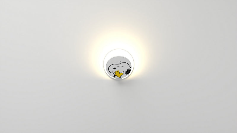 Koncept - GRW-S-MWT-SW1-HW - LED Wall Sconce - Gravy - Matte white body, Snoopy Woodstock face plates