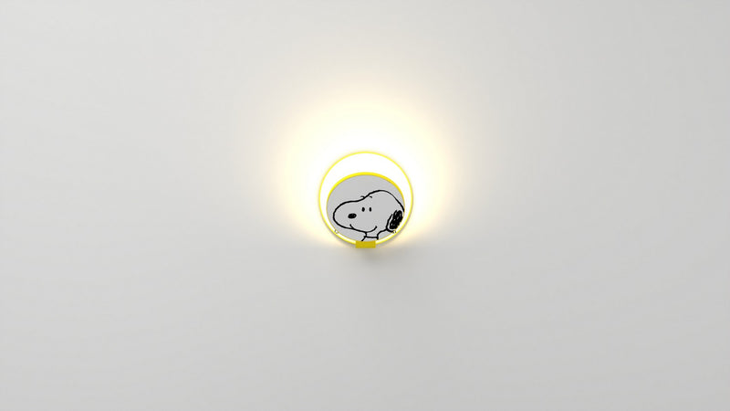 Koncept - GRW-S-WSY-SN1-HW - LED Wall Sconce - Gravy - Matte bright yellow body, Snoopy face plates