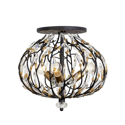 Varaluz - 271S03MBFG - Three Light Semi-Flush Mount - Bask - Matte Black/French Gold