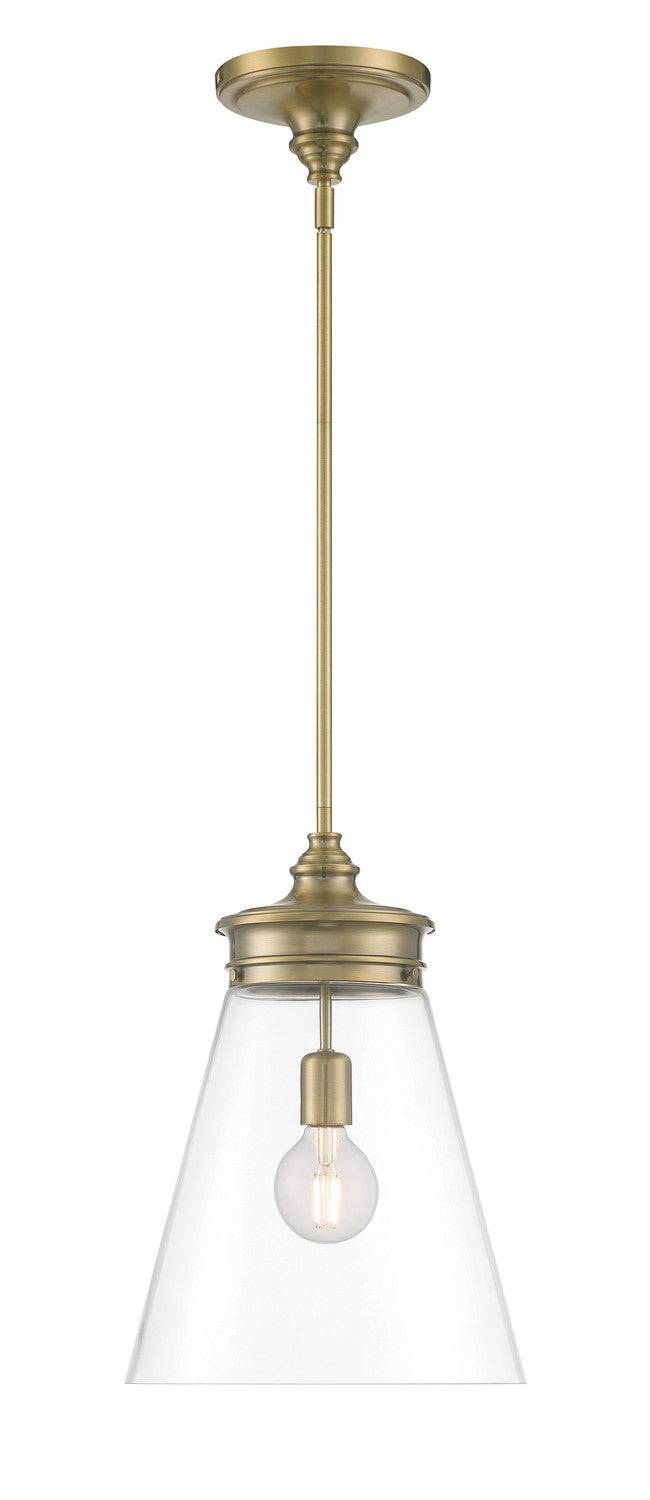 Norwell Lighting - 4811-AN-CL - One Light Pendant - Emma - Antique Brass