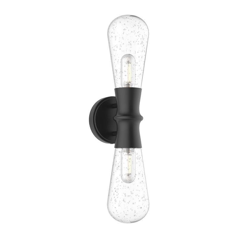 Alora - EW464002BKCB - Two Light Outdoor Wall Lantern - Marcel - Black/Clear Bubble Glass