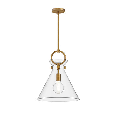 Alora - PD412514AGCL - One Light Pendant - Emerson - Aged Gold/Clear Glass