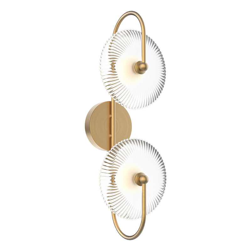Alora - WV417802BGCR - LED Wall Sconce - Hera - Brushed Gold/Clear Ribbed Glass