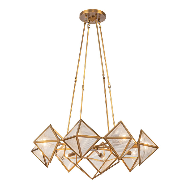 Alora - CH332830VBCR - Eight Light Chandelier - Cairo - Vintage Brass/Clear Ribbed Glass