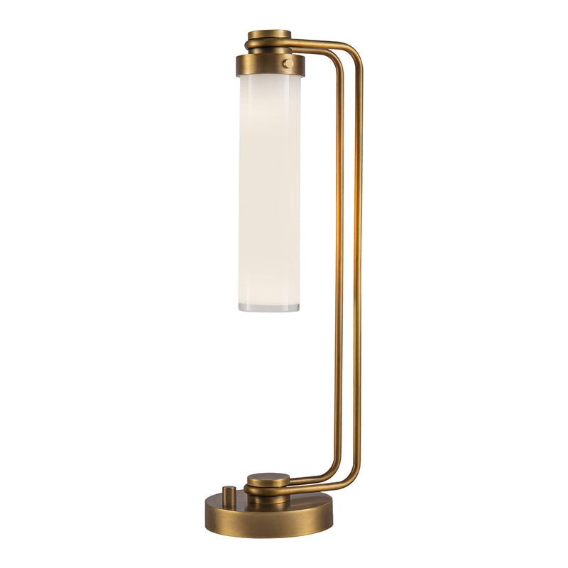 Alora - TL355022VBGO - One Light Table Lamp - Wynwood - Vintage Brass/Glossy Opal Glass