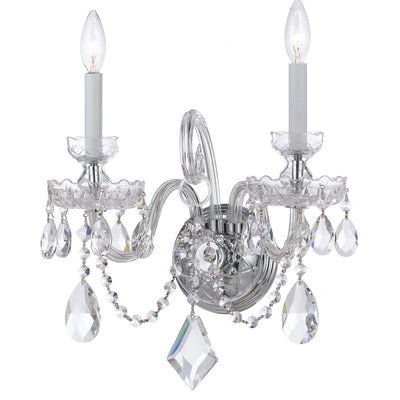 Crystorama - 1142-CH-CL-MWP - Two Light Wall Mount - Traditional Crystal - Polished Chrome