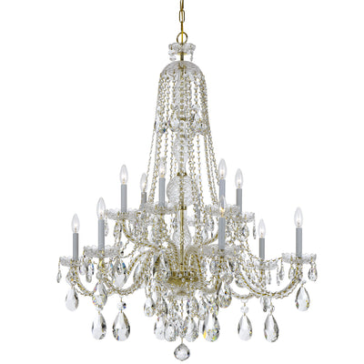 Crystorama - 1112-PB-CL-MWP - 12 Light Chandelier - Traditional Crystal - Polished Brass