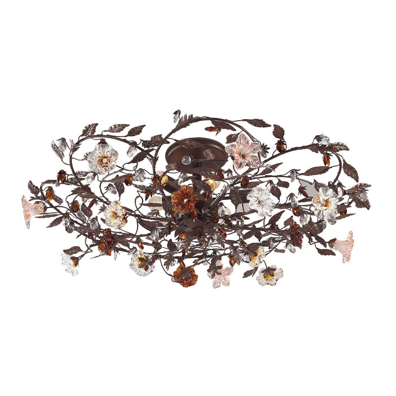ELK Home - 7047/6 - Six Light Flush Mount - Cristallo Fiore - Deep Rust