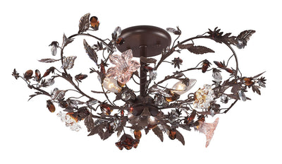 ELK Home - 7046/3 - Three Light Semi Flush Mount - Cristallo Fiore - Deep Rust