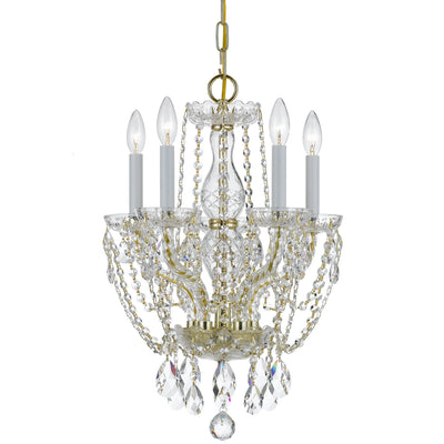 Crystorama - 1129-PB-CL-MWP - Five Light Mini Chandelier - Traditional Crystal - Polished Brass