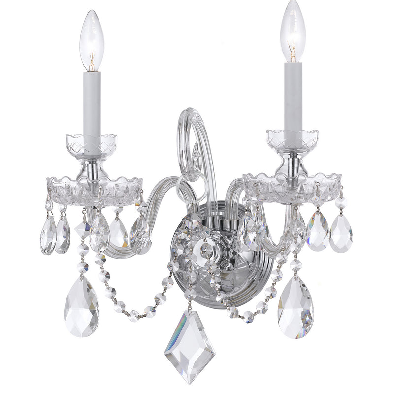 Crystorama - 1142-CH-CL-S - Two Light Wall Mount - Traditional Crystal - Polished Chrome