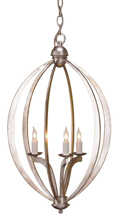 Currey and Company - 9482 - Three Light Chandelier - Bella - Contemporary Silver Leaf