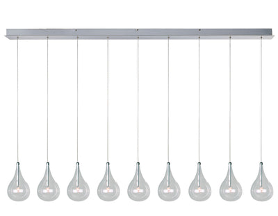 ET2 - E23119-18 - Nine Light Pendant - Larmes - Polished Chrome