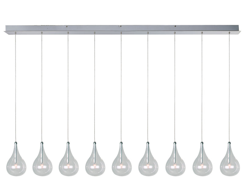 ET2 - E23119-18 - Nine Light Pendant - Larmes - Polished Chrome